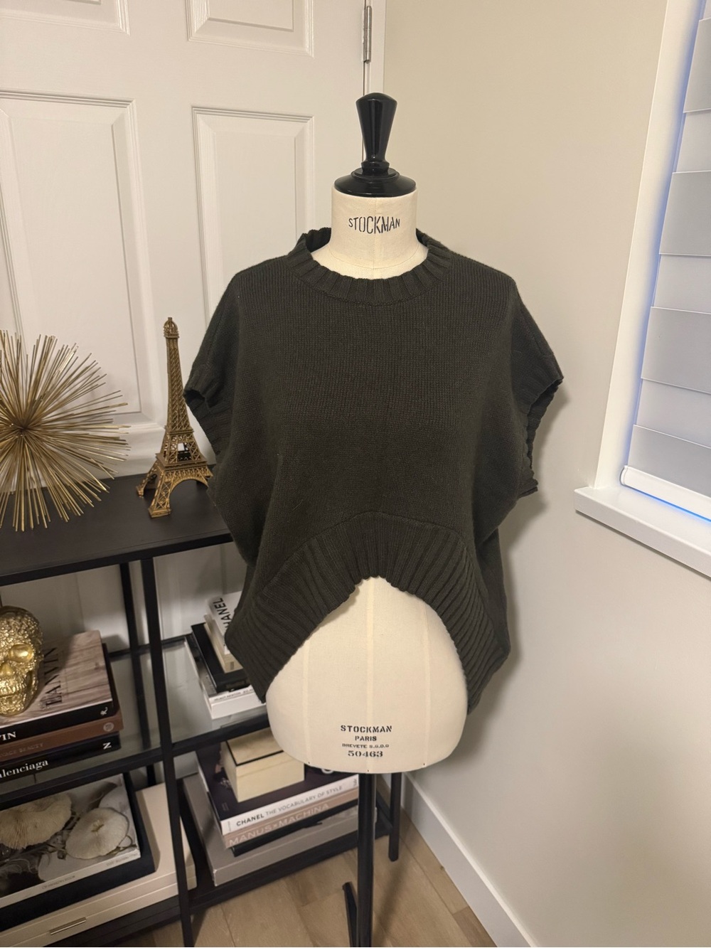 Zara Women’s Dark Olive Knit Short-Sleeve Sweater Top